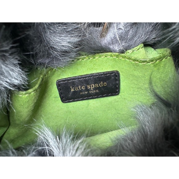 Kate Spade New York Fox Fur Trim Leather Drawstring Bucket Bag - Picture 11 of 14
